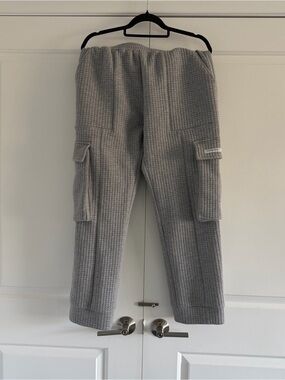 My Mum Made It Quilted Light Gray Sweat Pants- Cargo- Medium